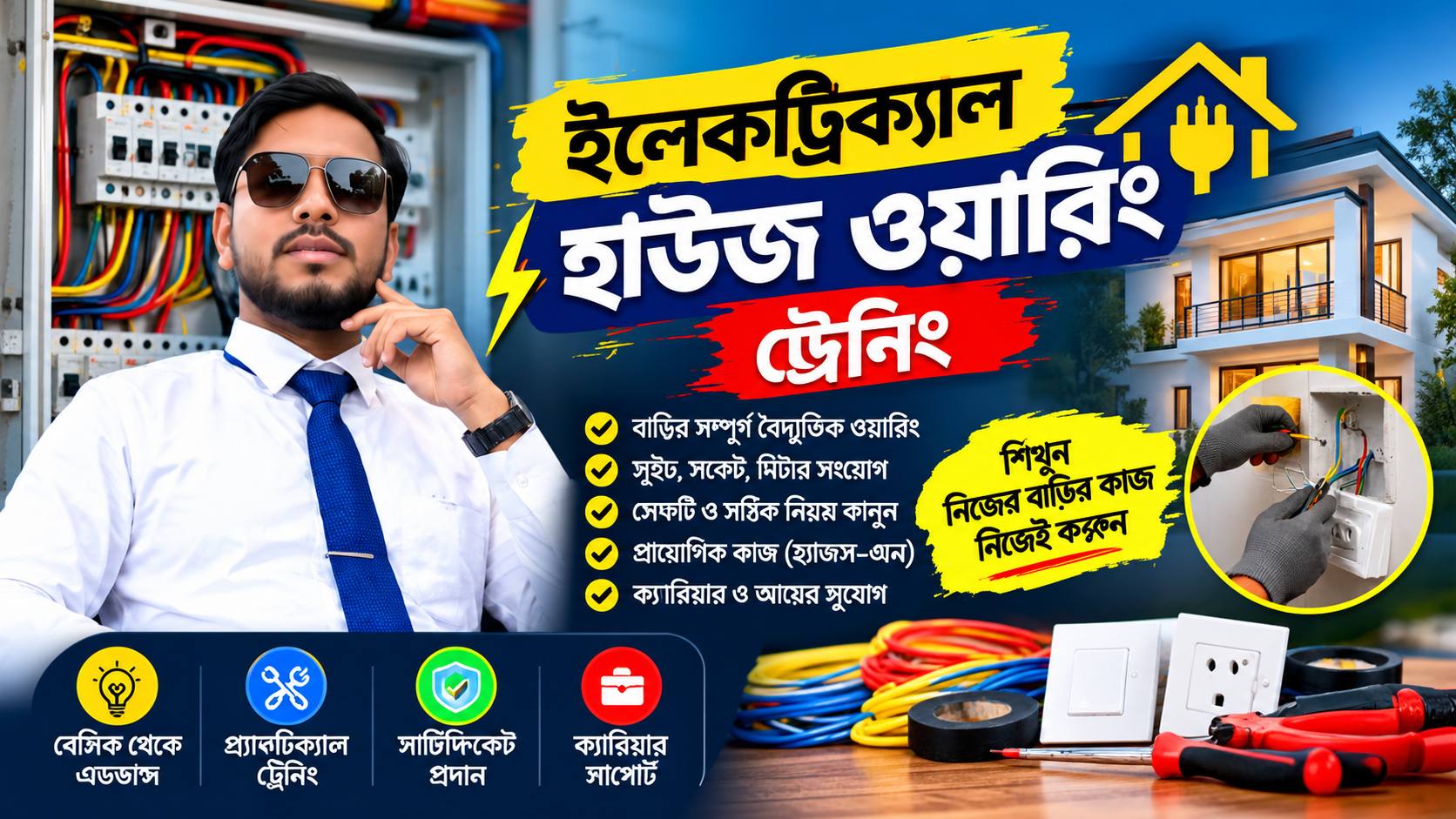 ইলেকট্রিক্যাল হাউজ ওয়ারিং ট্রেনিং।